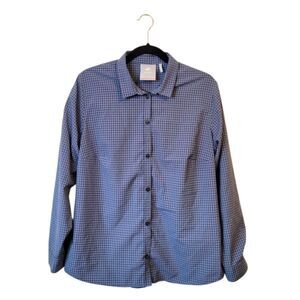 Mammut Men's Blue Gingham Eldora Logo Button Down Shirt Size US L